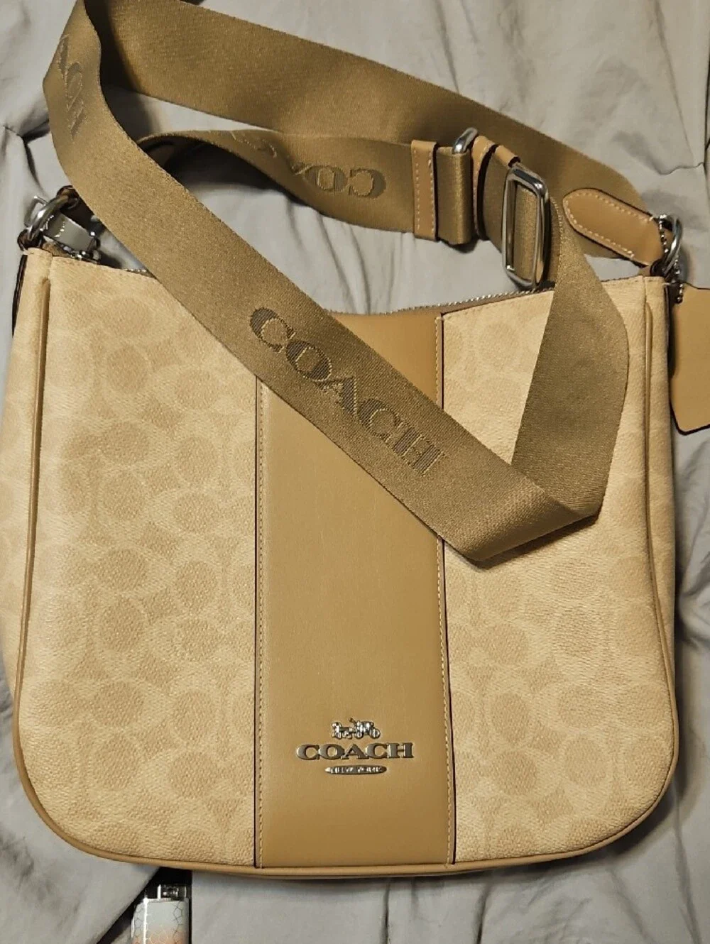 Coach Signature Canvas Crossbody in Beige and Tan
